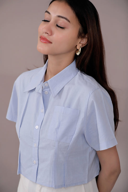 The Essential Crop Blue Shirt
