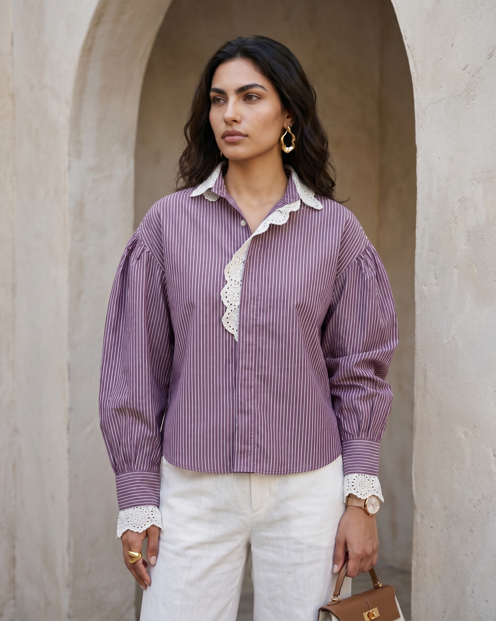 Lace Drama Stripe Shirt