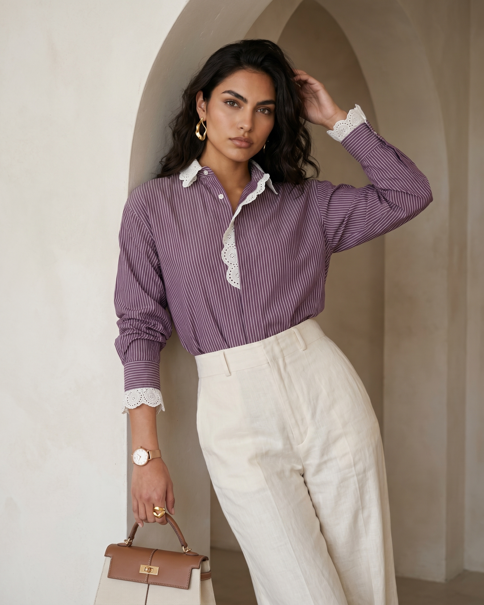 Lace Drama Stripe Shirt