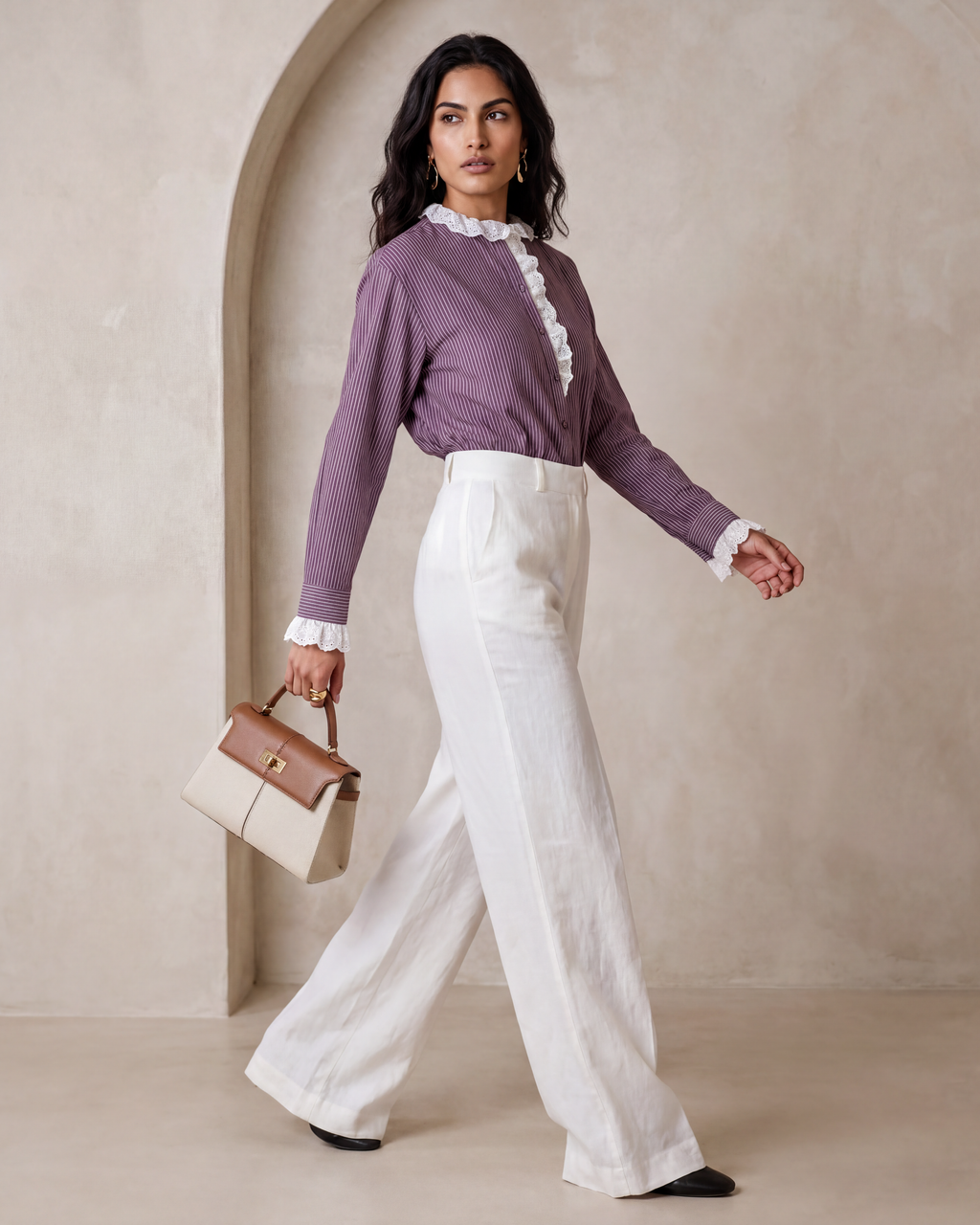 Lace Drama Stripe Shirt