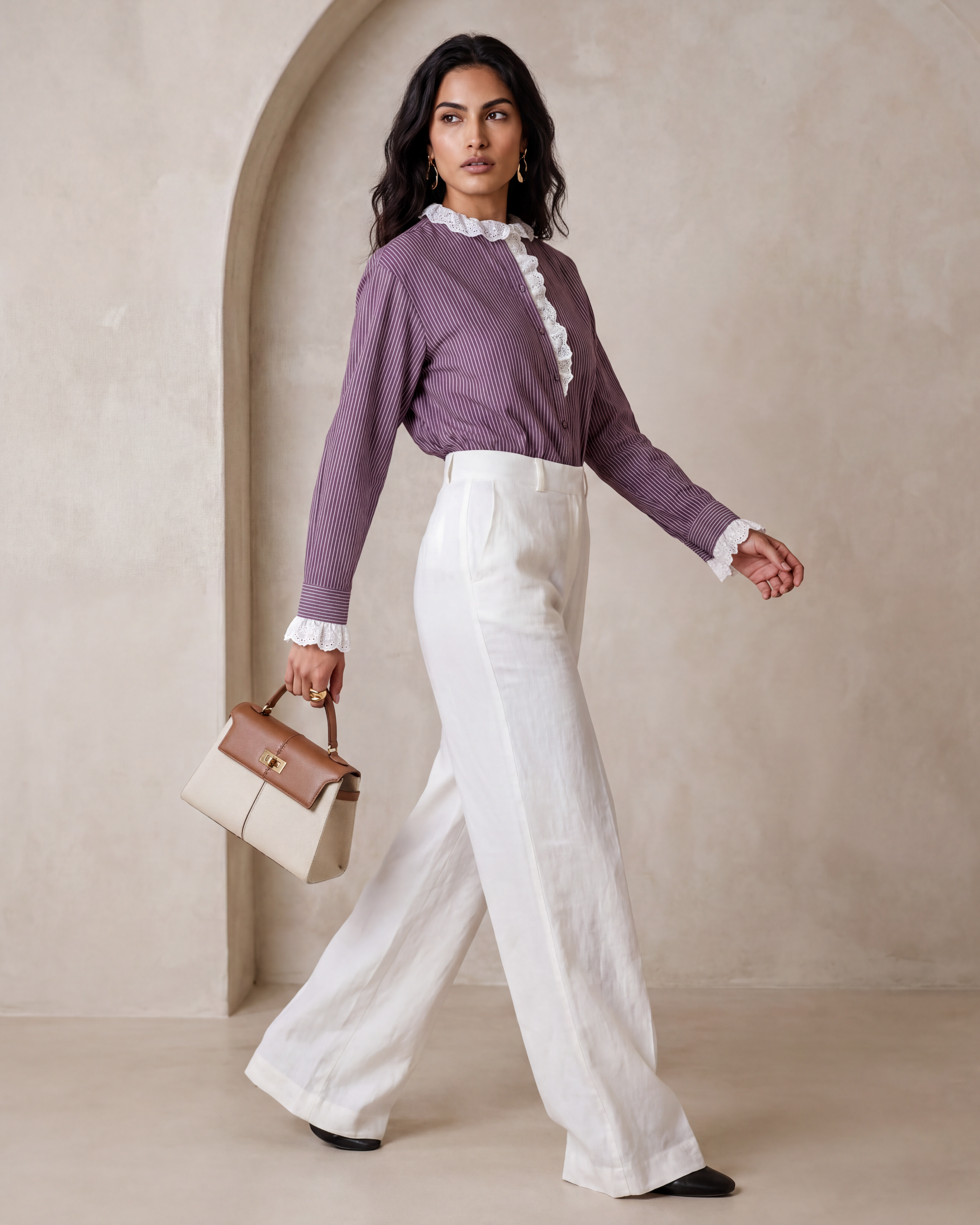 Lace Drama Stripe Shirt