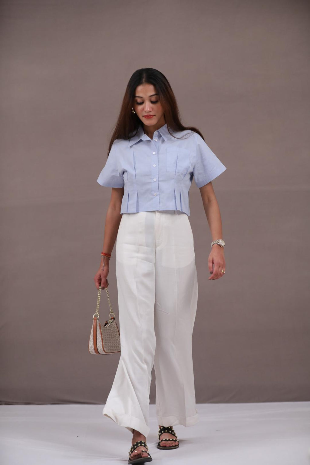 The Essential Crop Blue Shirt